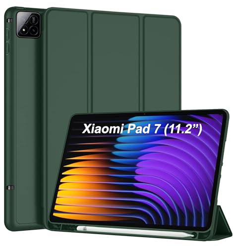 Image of TGK Trifold Cover for Xiaomi Mi Pad 7 11.2 inch Case /Pad 7 Pro with Pencil Holder (Green)