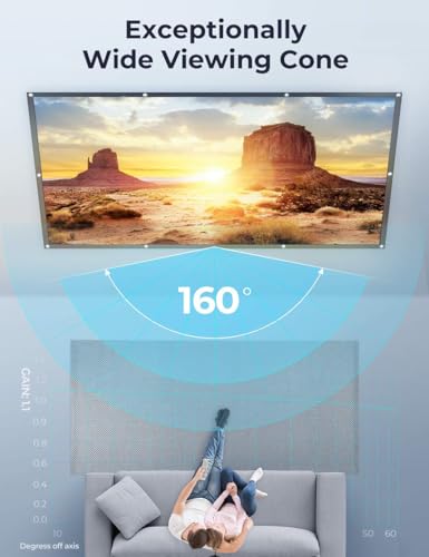 Image of Aurzen 120-Inch Projector Screen, 16:9 4K HD, Foldable Anti-Crease, Portable Double-Sided Screen for Indoor /Outdoor Home Theater & Backyard, White (120 inches)