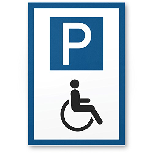 Preisvergleich Produktbild Parkplatz Behinderte, Behindertenparkplatz Kunststoff Schild (blau, 20 x 30cm), Hinweisschild - Parkplatzschild Reserviert Rollstuhlfahrer, Parkplatz freihalten Körperbehinderte