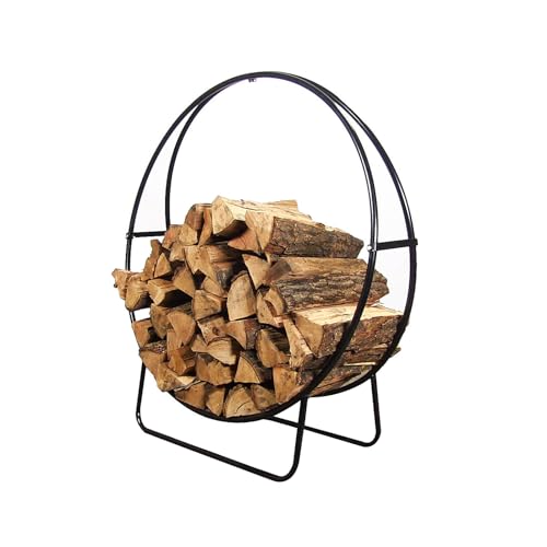 Lakexus 48Inch Firewood Rack, Outdoor Firewood Log Hoop, Heavy Duty Fireplace Wood Storage Ring Fireside Log Holder, Indoor & Outdoor Round Tubular Steel Wood Stacker Storage for Wood Stove