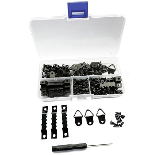 Image of 250 Pcs Picture Hanging Kit,Triangle D- Ring and Sawtooth Hangers Assorted with Screws.Metal Mounts for Hanging Canvas Paintings Photos Frames,Artworks,Crafts