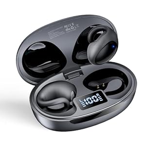 Open Ear Earbuds Lightweight Comfort Clip Wireless Earbuds Sweat Resistant Bluetooth Headphones Lightweight Sport Headphones for Workouts and Running with Dual Digital Display 44H Playtime IPX7