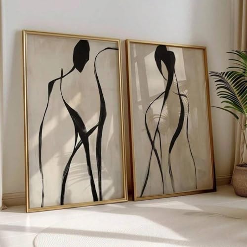Toile dessin au trait abstrait 60x90 cm style minimaliste du milieu du siècle sans cadre