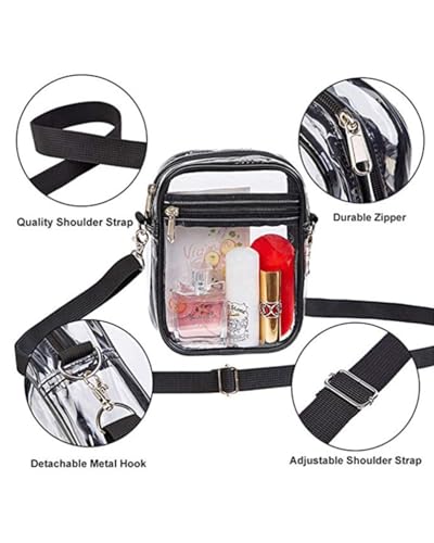 Clear Crossbody Purse with Adjustable Strap, Stadium Approved Handbag, Transparent Messenger Bag for Festivals/Sports Events3
