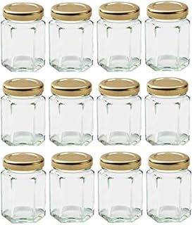 Nutley's 12 Hexagonal 110ml (4oz) Glass Jam, Chutney, Preserve Jars