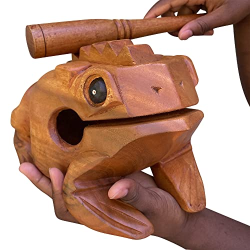 Deluxe Jumbo 11" Wood Frog Guiro Rasp - Musical Instrument Tone Block - by World Percussion USA