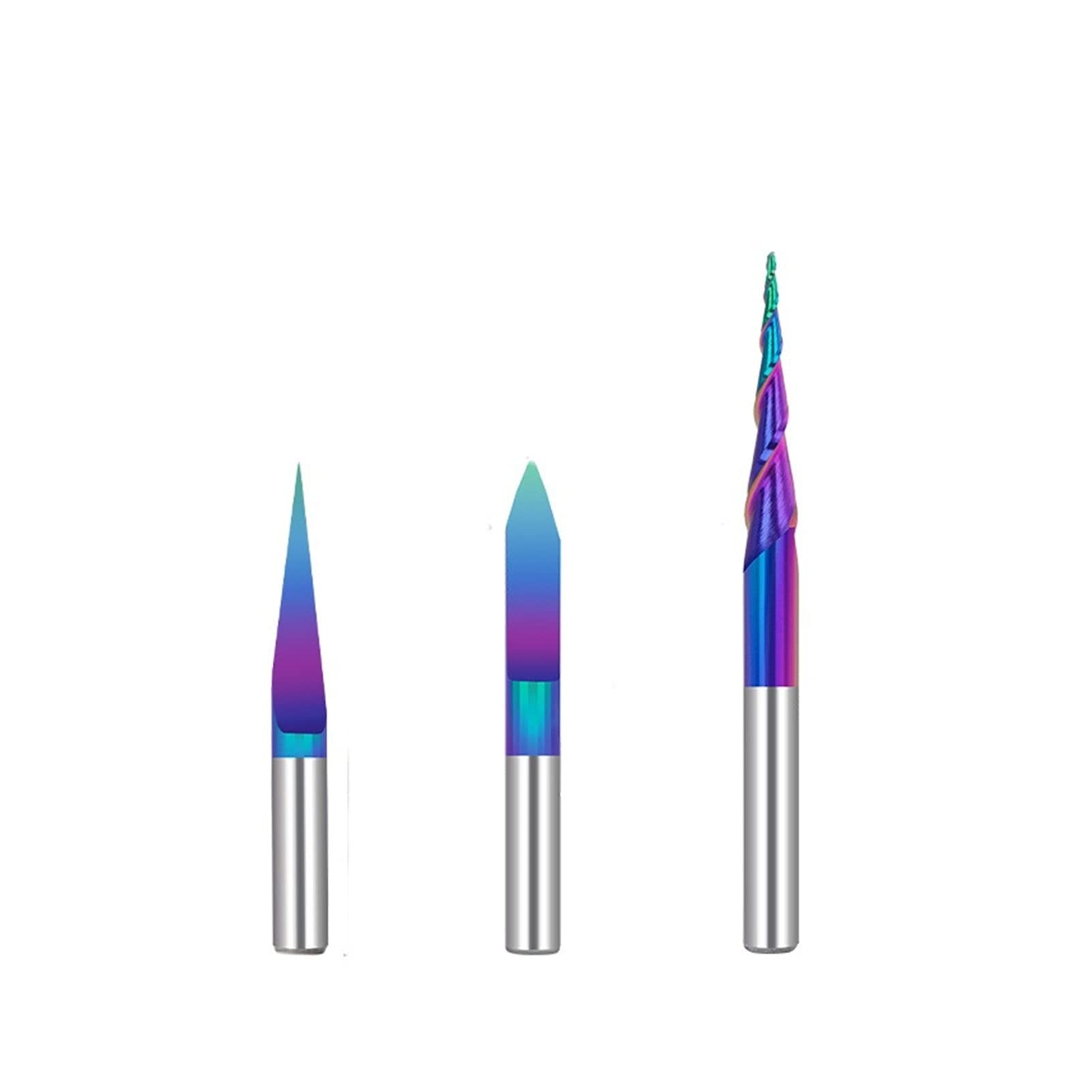 3 brocas for fresadora CNC con recubrimiento azul nano, broca de grabado R0.25, fresa punta esférica 2 flautas