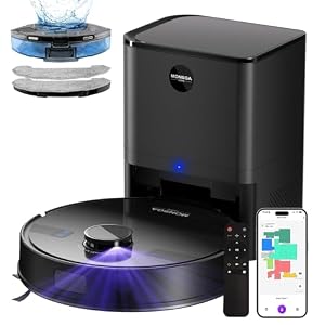 MONSGA Robot Vacuum and Mop Combo, 5000Pa Robotic Vacuum with 3.5L Self Emptying Station, Lidar Navigation Robot Vacuum Cleaner, 180mins Runtime, APP/Remote/Voice Control, for Hard Floors and Carpets