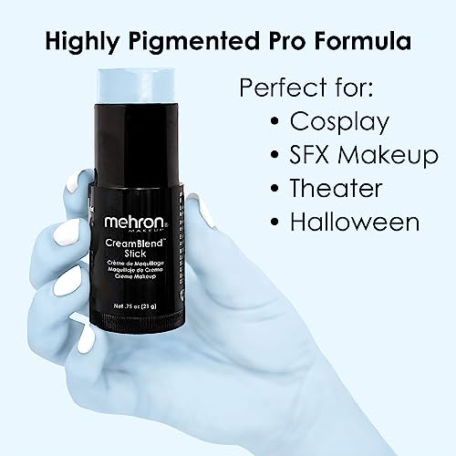 Image of Mehron Makeup CreamBlend Stick | Face Paint, Body Paint, & Foundation Cream Makeup | Perfect for Halloween .75 oz (21 g) (Pastel Blue) | Made in the USA