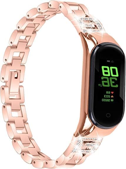 Correa brillante para Mi Band 7, correas de reloj con diamantes de imitación brillantes para mujer, repuesto de pulsera de acero inoxidable para Mi