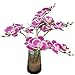 6 Purple Orchid Artificial Flowers Real Touch, 23'' Artificial Faux Realistic Latex Orchid Stem Bouquets, Fake Phalaenopsis Flower for Wedding Home Arrangement Décor (6, Rose red + White Edge)