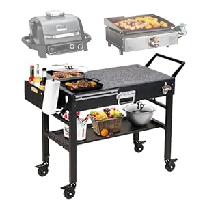 Portable outdoor grill cart folding grill table with wheelssolid and stable31x 17 large space grill stand for the blackstone griddle stand 17 22ninja woodfire grill etc  urban country home decor