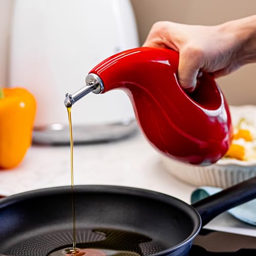 Ceramic Oil Dispenser Bottle with Stainless Steel Pourers - 700ml - Image 5