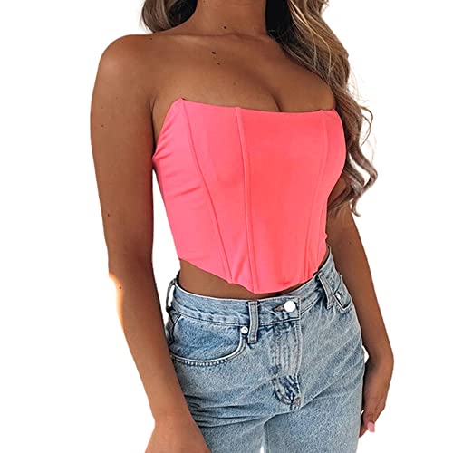 Dress Cici Strapless Non Padded Bandeau Bustiers Bra Top Pink Asia Size M