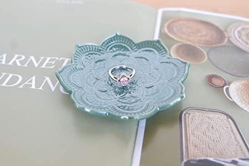 Titanape Small Green Mandala Trinket Dish Jewellery Dish Tray, Ceramic Decorative Ring Holder Dish, Gifts for Women, Friend, Mum, Girls, Her, Birthday Christmas Valentines' Mothers' Day Present