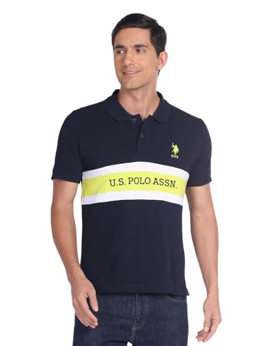 Image of U.S. Polo ASSN. Men's Horizontal Striped Slim Fit Cotton Polo Shirt