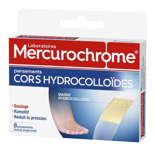 Pansements Cors Hydrocolloides Mercurochrome pour Doigts et Orteils - Boîte de 8