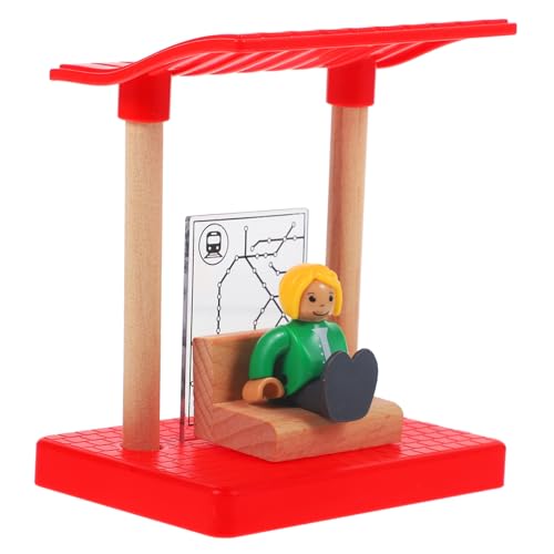 Lrxiyode Holz Bahnhof Spielzeug mit Figur