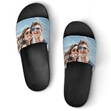 Jeireumteor Custom Slides Slippers Add Your Photo Name Design Sandals Shoes Personalized Warm House Shoes Pillow House Slippers Customized Shower Sandals for Men Women Unisex