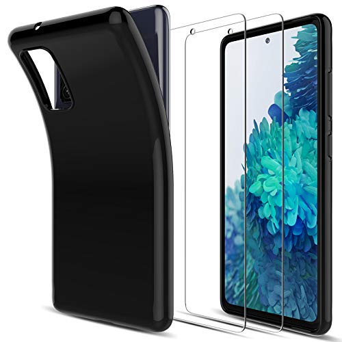 LK Funda para Samsung Galaxy S20 FE 4G/5G + [2 Pack] Protector de Pantalla Vidrio Templado, Carcasa Ultra Fina Suave TPU Silicona Gel Case Cover para Samsung Galaxy S20 FE 4G/5G - Negro
