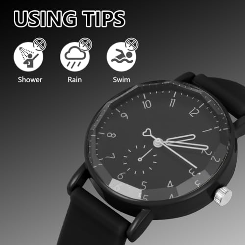 OFFCUP Damenuhr, Damen Analog Quarz Uhr mit Silikon Armband, Uhren Damen Sportlich Elegant Casual Armbanduhr Krankenschwester Quarzuhr Farbe Buntfarbig, 3 Zeiger, 38 mm Gehäusegröße-Schwarz