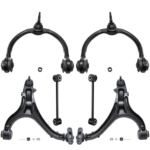Image of Detroit Axle - 6pc Front End Control Arms Kit for 2005-2010 Jeep Grand Cherokee Commander, 4 Upper & Lower Control Arms w /Ball Joints 2 Sway Bar Links 2006 2007 2008 2009 Replacement