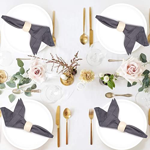 Handmade Wooden Rustic Napkin Rings Set Of 12, Wooden Napkin Holders, Napkin Rings Bulk For Party Decoration, Dinning Table, Everyday, Family Gatherings - Set Your Dinner Table With Style - Ivory #TOP4