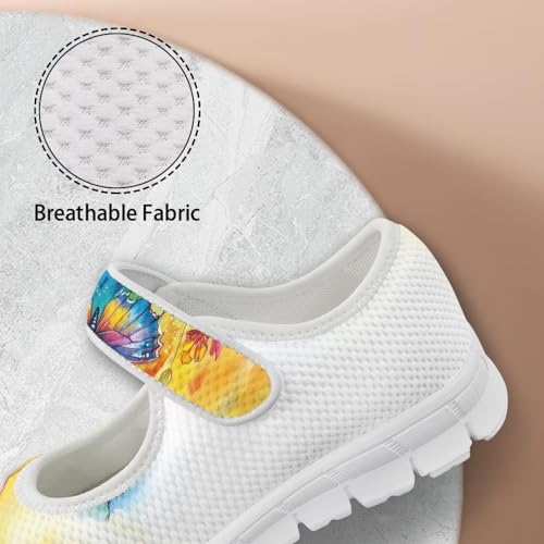 JoyLamoria Women's Wide Shoes with Adjustable Lightweight for Diabetic Edema Arthritis Swollen Feet Green Pickles Print Walking Shoes 6