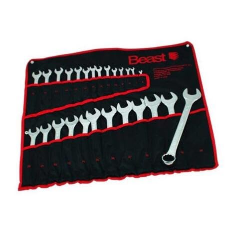 SIO Juego de Llaves Combinadas 6-32 mm 17 Piezas – Llaves Fijas y Estrella Chrome Vanadium – Set Profesional en Bolsa Organizador Numerada – Herramientas Mecánica, Taller, Automoción y Bricolaje