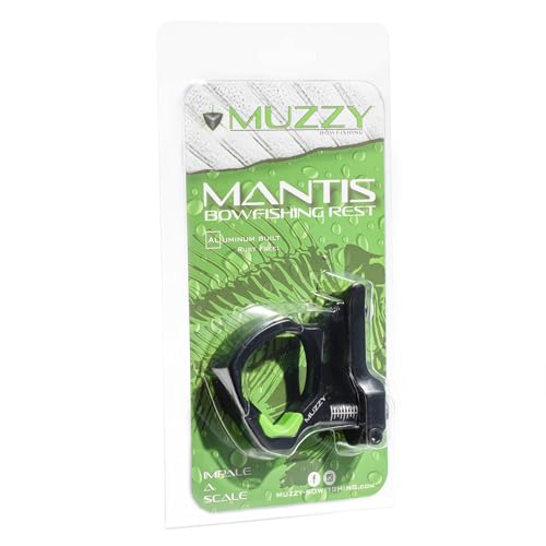 Muzzy Mantis II Bowfishing Arrow Rest, Anodized Aluminum Frame, Full Containment Spring Loaded Trap Door, Black