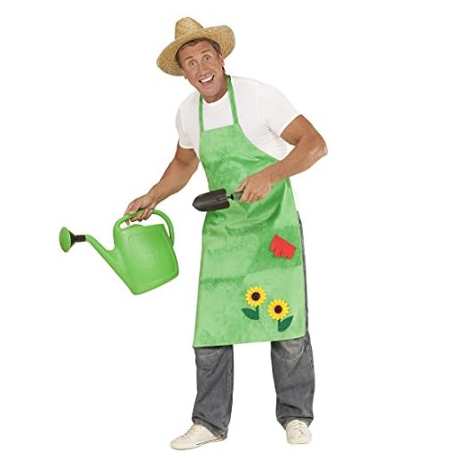 Amakando Delantal de Jardinera con Girasoles Disfraz de Jardinero Verde Bata para jardín floreada Outfit granjera Mandil Floral Complemento de Flores Granjero