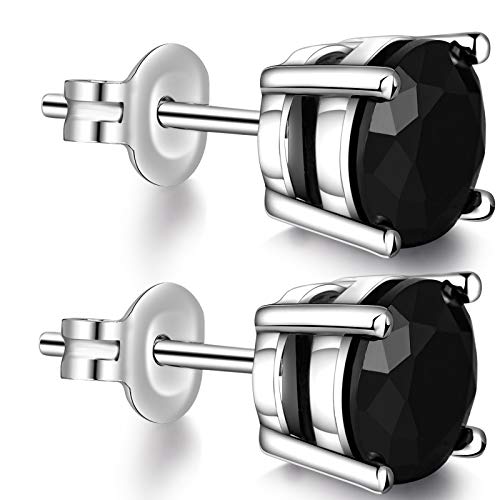 Boucles doreilles Femme Homme Argent Noir diamant Brillante Zircon Cubique Boucle d'oreilles Noir pour Femmes Hommes Filles