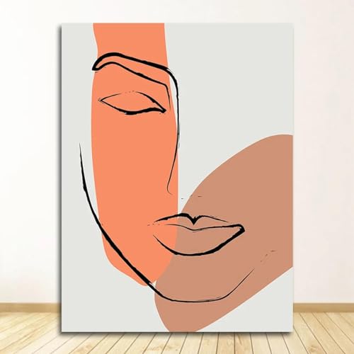 Affiches de fleurs et illustration abstraite de visage sur toile 60x90cm