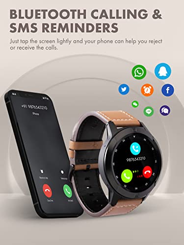 Image of Giordano Brown Unisex Smart Watch with Bluetooth Voice Calling,1.28 inch Display, Health Monitoring,Multi-Sports Modes,Sleep Monitor & IP67 Water Resistance