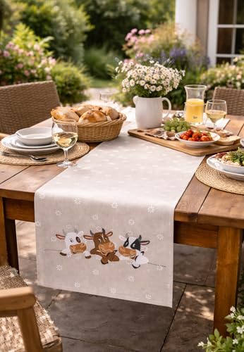 Chemin de table vaches marron 40x140 cm pour déco de ferme printanière - 8