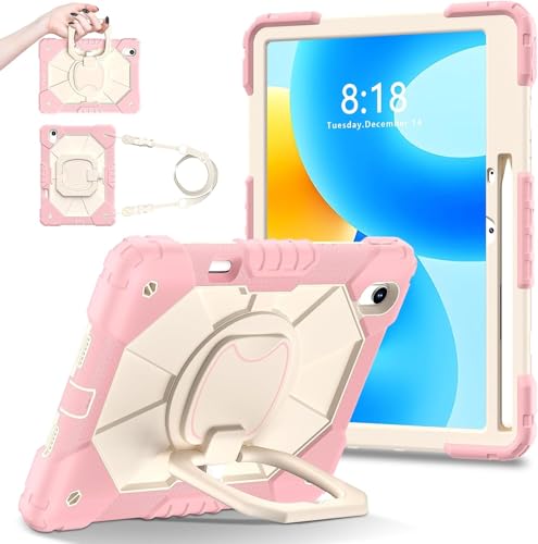 Jarttarn Kids Tablet Case Compatible with Huawei MatePad 11.5 inch (2023), Heavy Duty Kid Boy Girl Cover with Pencil Holder/Handle Kickstand/Shoulder Strap (Rose Gold)