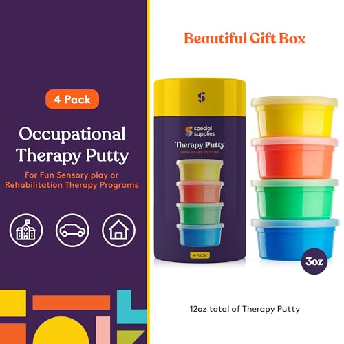 Special Supplies Therapy Putty for Teens and Adults - Resistive Hand Exercise Stress Relief Therapy Putty Kit, Set of 4 Strengths, Three Ounces of Each Putty (Primary Colors) - Image 3