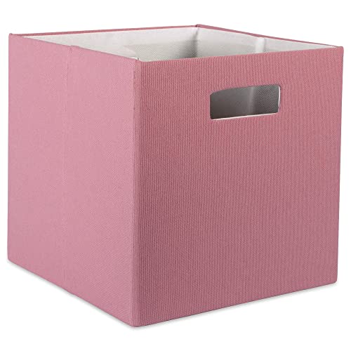 DII Hard Sided Collapsible Fabric Storage Container for Nursery Offices, & Home Organization, (13x13x13") - Solid Rose