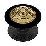 Alkoholische 10 Jahre Nüchternheit Erholung Münze PopSockets PopGrip: Ausziehbarer Sockel und Griff für Handys/Tablets mit Tauschbarem Top