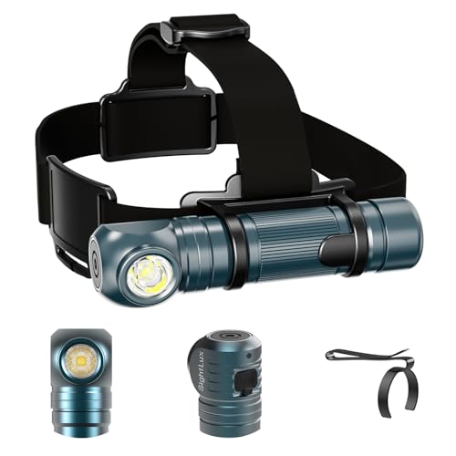 SightLux Headlamp Flashlight Rechargeable - 1500 Lumens Right Angle Headband LED Headlight, Waterproof Head Flashlight for Adults Outdoor, Camping, Hiking, Fishing, Emergency, Magnetic，USB C -  F0900-HD