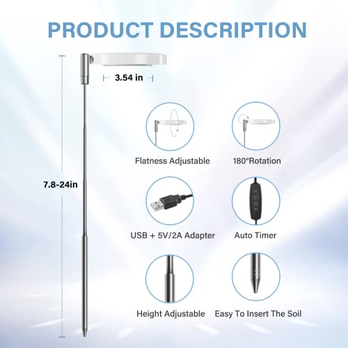 Ipower 2-Pack Grow Light Full Spectrum Led Plant Light For Indoor Plants, Height Adjustable Growing Lamp With Auto On/Off Timer 6/9/12H, 10 Dimmable Brightness, White #TOP1