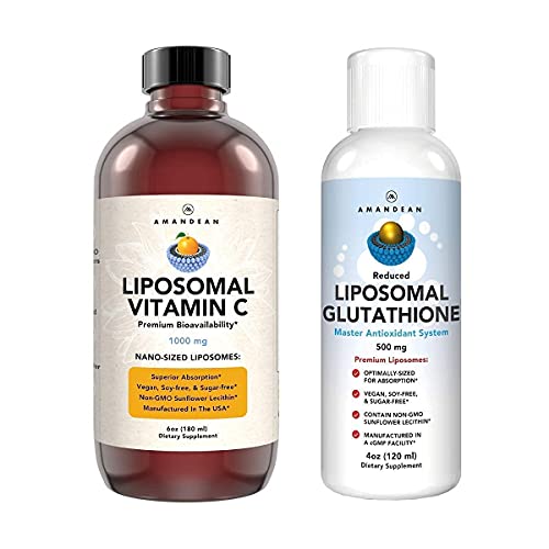 Antioxidant Bundle - Liposomal Vitamin C QualiÂ®-C 1000mg + Liposomal Glutathione SetriaÂ® 500mg - Non-GMO Vegan Liquid Formulas for Immune Support, Radiant Skin & Graceful Aging. Soy Free.