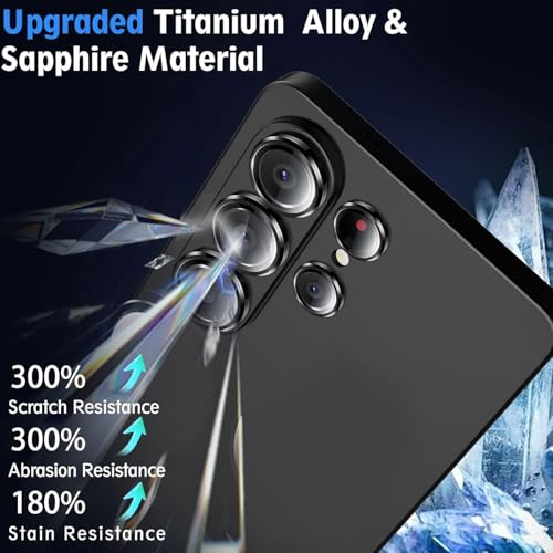 Image of Galaxy S26 Ultra Camera Protector, 9H Tempered Glass Lens Screen Protector with Metal Ring Decoration, Strong Adhesive Camera Lens Cover for Samsung Galaxy S26 Ultra-BLACK