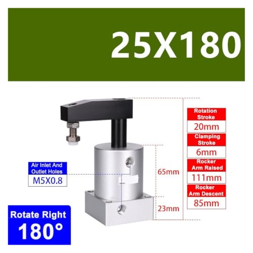 Vérin rotatif haut de gamme R-25X180 à rotation droite 180° pour serrage précis - 3