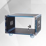 Rolling Audio Equipment Rack Cabinet, AV Equipment Rack with Lockable Door, Portable Flight Case for Stage, KTV, Studio and Media Rooms(6u)
