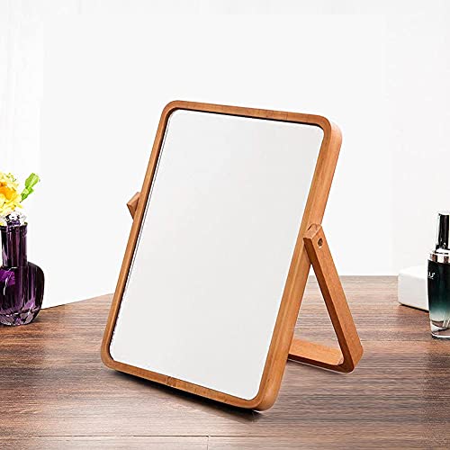 Vintage Wood Table Vanity Makeup Mirror, Rectangle Wall-Mounted Mirrors, Desk Mirror, Hanging Mirror, Wall Mirror Decor For Living Room, Bedeoom, Entryway, 8X11 Inch #TOP3