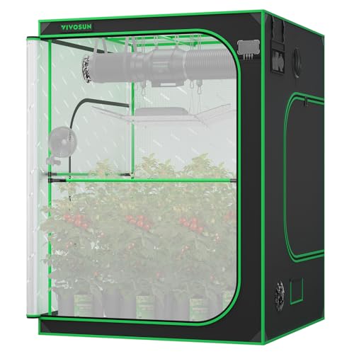 VIVOSUN P558 606080 PRO Grow Tent with Thick 1 inch Poles Strengthened High Reflective Mylar Oxford Fabric Extra Hanging Bars & High CFM Kit for Hydroponics Indoor Plant for AeroLight A200SE3