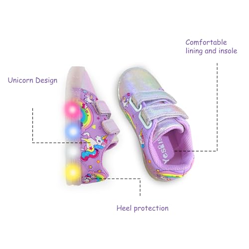 YESKIS Boys Girls Light Up Sneakers LED Flashing Vivaki Cartoon Barefoot Canvas Walking Tennis Shoes for Toddler Little Kid4