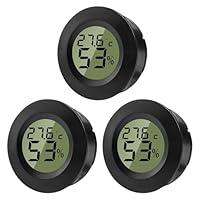 ZHITING Hygrometer Thermometer Mini Digital Temperatur Luftfeuchtigkeitsmessgerät Rund Humidity Meter für Innenräume, Gewächshäuser, Terrarien, Gitarrenkoffer,Humidor, Inkubatoren & Glas (3er Pack)