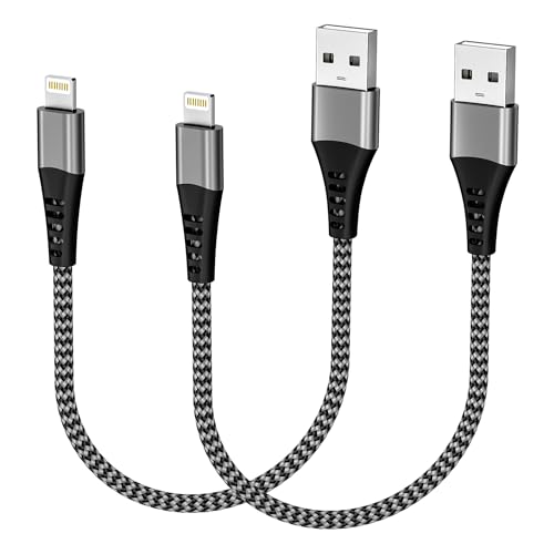 Câble iPhone Court [Certifiés MFi], Câble Chargeur iPhone 30CM 2Pack, Court Câble Lightning USB Cable iPhone Charge Rapide Nylon Cordon iPhone Fil Chargeur...